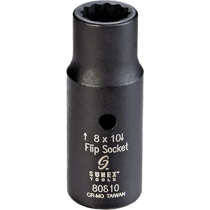 Sunex 80810 Sunex 1/4" Drive Semi-Deep Impact Flip Socket, 8 x 10mm - Picture 1 of 1