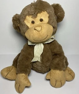 Monkey Plush Koala Baby Tan Brown Sewn Eyes Soft Stuffed Animal 10" Bow - Picture 1 of 8