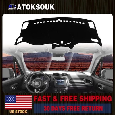 Dash Cover Mat For Jeep Renegade 2015-2021 Dashboard Interior Pad Black Foto 1 de 4