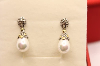 ORECCHINI PENDENTI IN ARGENTO CON PERLA STELLE E SOLE DORATI MM 25 BRUNITI - Immagine 1 di 4