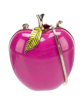 Kate Spade “Far From The Tree” Pink Metallic Foil Resin Apple Shoulder Bag RARE - Image 1 of 4