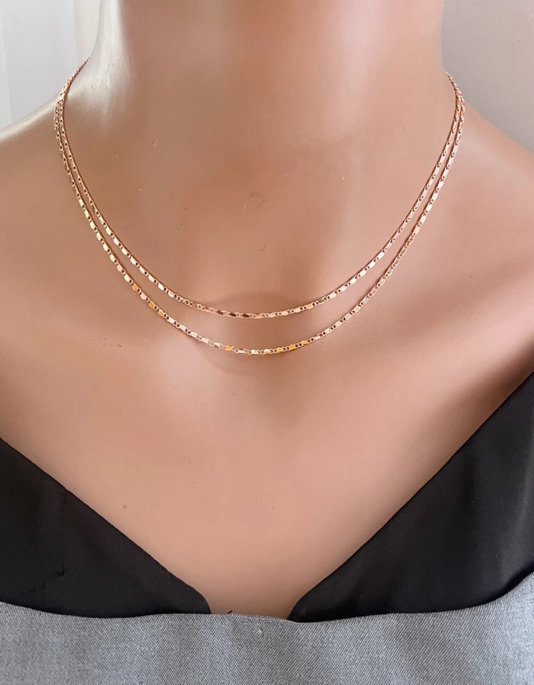 Dainty Rose Gold Chain Necklace Rose Gold Lace Chain Choker Necklace For Women Foto 1 de 1