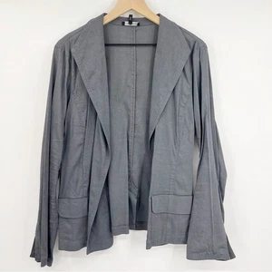 Eileen Fisher Gray Linen Blend Open Blazer Lightweight Size Large - Picture 1 of 5