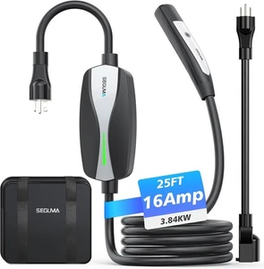 Level 1/2 Tesla Charger, 16A, 25ft Extension Cable, Dual Voltage 240V NEMA 6  - Picture 1 of 8