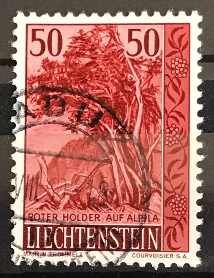 LIECHTENSTEIN - 1958 TREES & BUSHES 50r RED-BERRIED ELDER F/U SG 376 cv £7.25. - Image 1 of 1