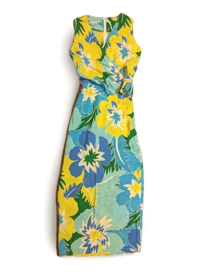 Maxi Vestido Maggy London 100% Seda Floral Talla 4 Retro Estilo Vintage Hawaiano  Foto 1 de 4