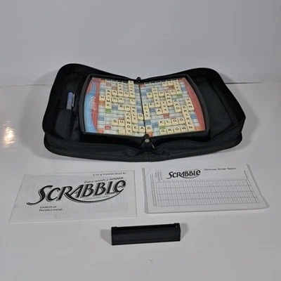 Scrabble Game Folio Edition TRAVEL with Zipper Case Snap-In Tiles No Tile Bag  - Image 1 of 4