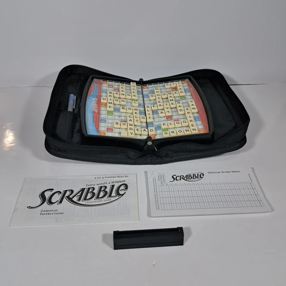 Scrabble Game Folio Edition TRAVEL with Zipper Case Snap-In Tiles No Tile Bag  - Image 1 of 4