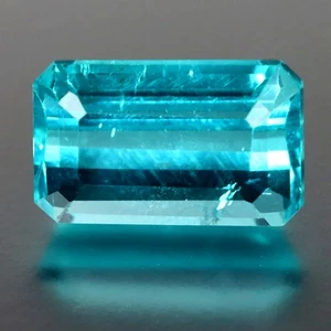 1,48 ct Achteckschliff (8 x 5 mm) Brasilien unbeheizt Paraiba blauer Apatit Edelstein - Bild 1 von 2