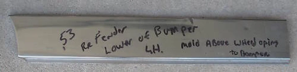 1953 Cadillac 60 Special LH roda traseira para para-choque acabamento superior moldagem usado 53 - Imagem 1 de 1