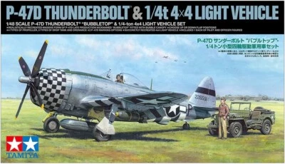 Kits de vehículo ligero Tamiya 25214 P-47D Thunderbolt y 1/4 tonelada 4X4 escala 1/48 Foto 1 de 2