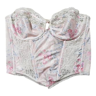 Винтажный Christian Dior бюстье 36C косточками длинная линия бюстгальтер без бретелек балконет верхний кружевной - Изображение 1 из 4