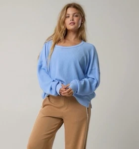 OFFLINE By Aerie Women’s Wow! Relaxed Waffle T-Shirt Color Ocean Sky Size XL - Picture 1 of 4