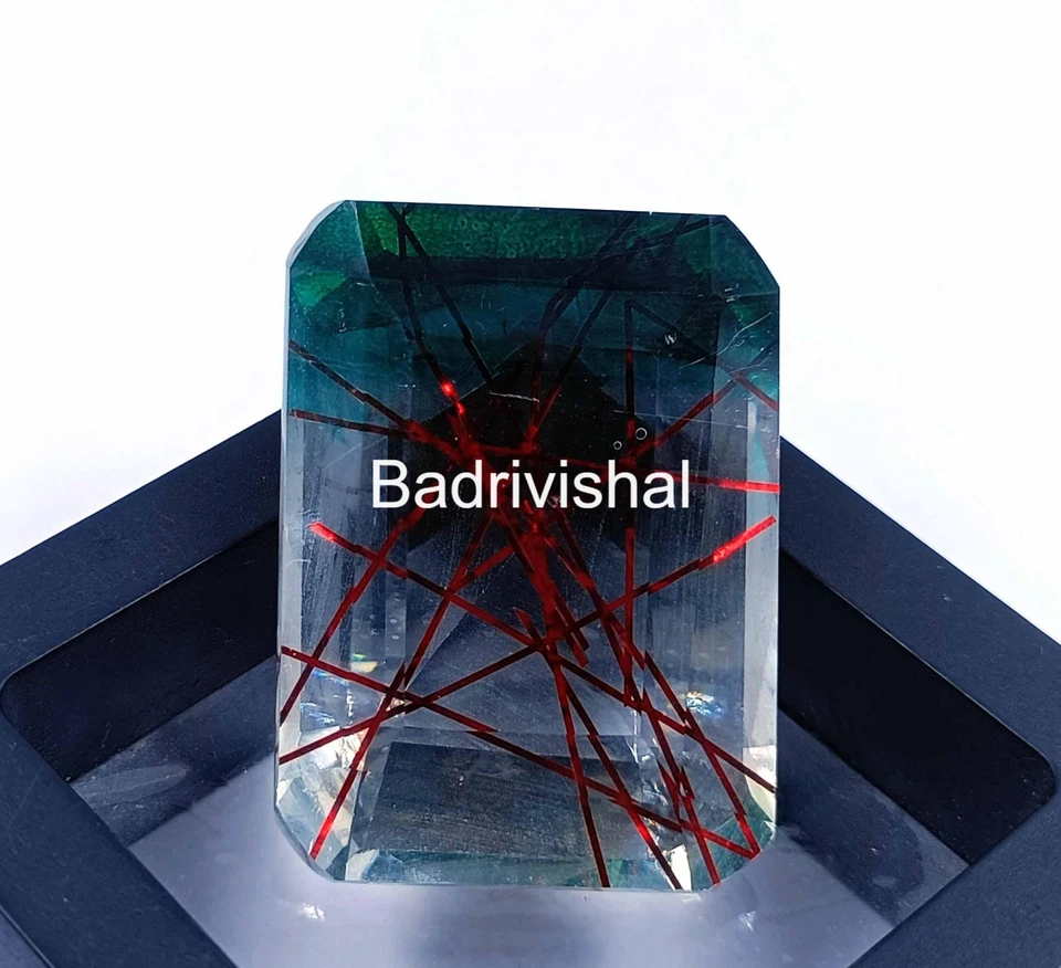 Rutilated Quartz Certified 103 Ct Emerald Cut Bi-Color Gems Finest Quality 4JUI - Image 1 of 4