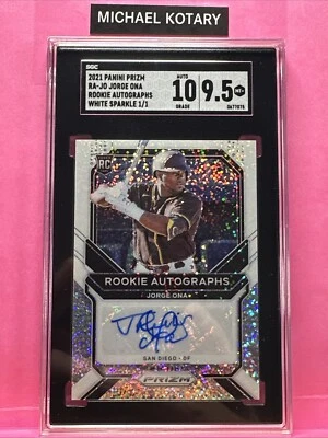 JORGE ONA 2021 PANINI PRIZM WHITE SPARKLE 1/1 Auto SGC 10/9.5 Padres Rajo  - Image 1 of 2