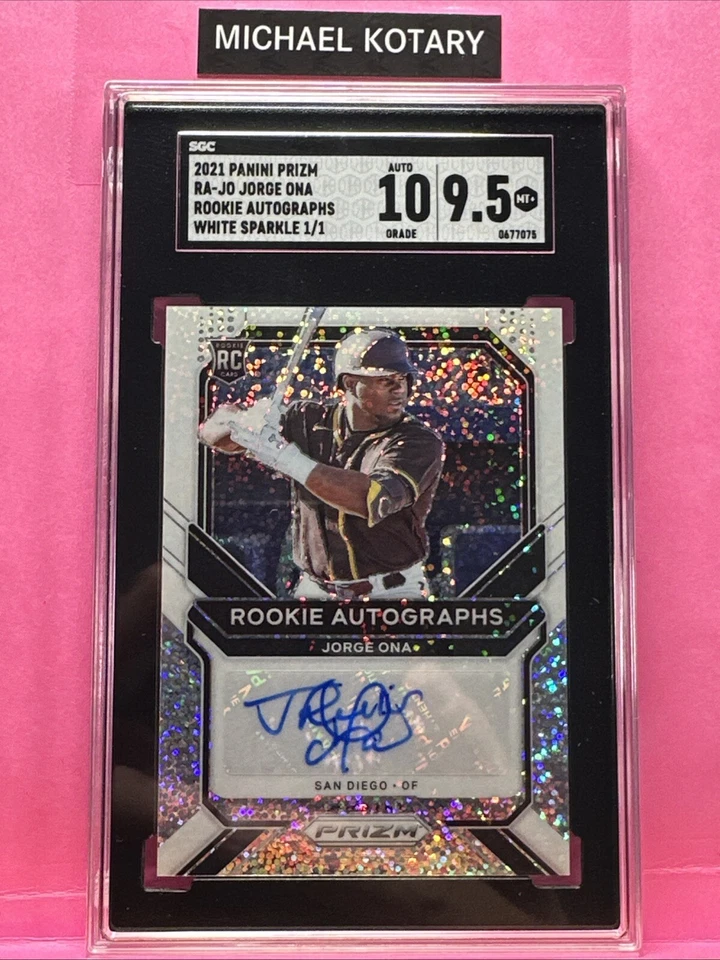 JORGE ONA 2021 PANINI PRIZM WHITE SPARKLE 1/1 Auto SGC 10/9.5 Padres Rajo  - Image 1 of 2