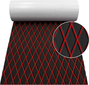 Black over Red EVA Foam Boat Flooring Sheet Marine Teak Decking Carpet ▶ Rhombus - Picture 1 of 14