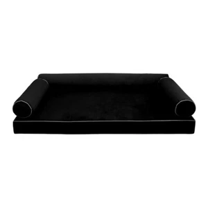 Style V6 Twin Contrast Velvet Indoor Daybed Mattress Pillow Complete Set AD374 - Picture 1 of 12