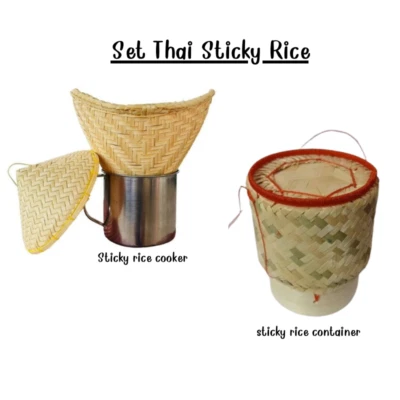 Juego de Cesta de Arroz Pegajosa Tailandesa Bambú Natural Cocina Contenedores Comida Camping Mini Foto 1 de 4