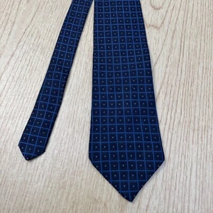 Brooks Brothers Makers All Silk Navy Blue Geometric Pattern Necktie Made USA 59" - Picture 1 of 5