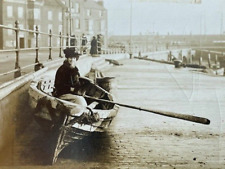 Gertie having a safe row, Scarborough beach, 1903 original photograph Yorkshire