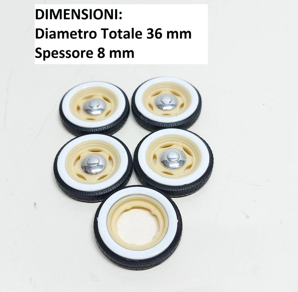 RUOTE originali Renault 4 CV del 1954 Solido scala 1/17 - NO 1/18 - Immagine 1 di 1