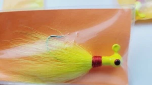 6 units - Bucktail Jigs Lure 1/4oz 3/0 Yellow Saltwater Striper Fluke Lure Lot - Picture 1 of 3