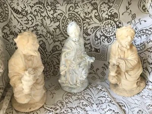 Nativity Three Kings Plaster-Filled Whitewashed 13-1/2" Made in USA ~ Vinitage - Picture 1 of 3