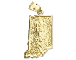 Charm Mappa di Stato Indiana Oro 14K - Foto 1 di 6