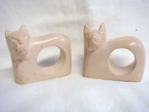 2 handgeschnitzte SERVIETTENRINGE SPECKSTEIN KATZE - Bild 1 von 9