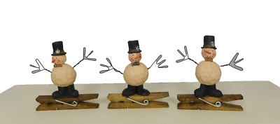 Juego de 3 mini muñecos de nieve con adornos de clip de copo de nieve-Nuevo por Blossom Bucket #50064 Foto 1 de 4