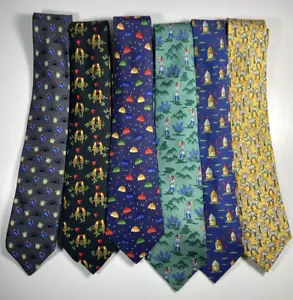 Authentic VTG Hermes 100% Silk Tie France Lot of 6 7566,7481,7431,7418,7503,7489 - Picture 1 of 19