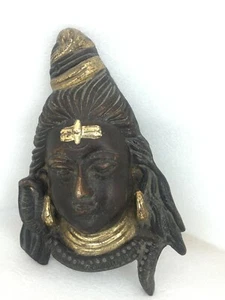 Old Vintage Brass Wall Hanging Lord Shiva Shiv Face Head Idol Statue - Picture 1 of 7