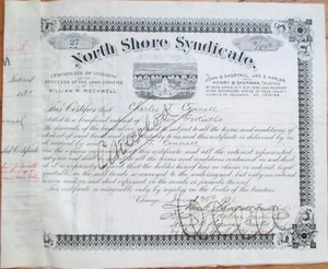 Autógrafo James S Harlan 1891 North Shore Syndicate Chicago certificado de stock - Imagen 1 de 2