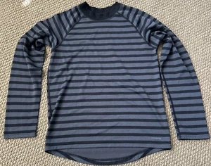 Boy's Kid's Patagonia XL/14 Black Gray Striped Long Sleeve Shirt Baselayer - Picture 1 of 6
