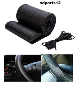 Coprivolante da Cucire in Pelle Nera Filo Nero Per Auto Volante 37 - 38cm - Foto 1 di 7