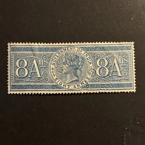 54637 Revenue Tax Stamp India 1866- 8A Court Fee Used SP* - Picture 1 of 2