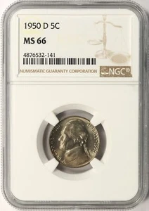 Jefferson 1950-D 5c níquel NGC MS66 - Imagen 1 de 4