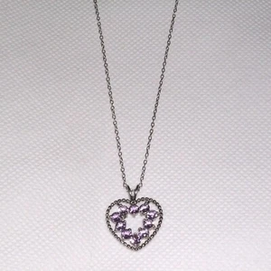 Amethyst (Rnd) Heart Pendant Necklace Sterling Silver Nickel Free TGW 0.9cts NEW - Picture 1 of 8