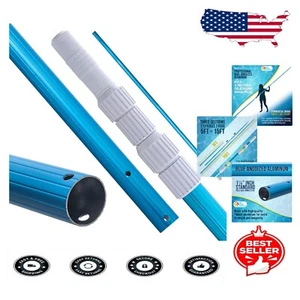 15-Foot Adjustable Telescopic Pool Pole with Skimmer and Attachment Features - Picture 1 of 8