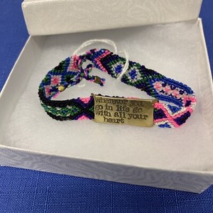 For Grads Quote Bracelet Colorful woven - Go With All Your Heart