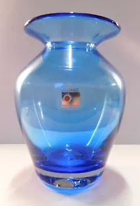 Blenko Hand Blown Glass #8833S Blue Sommerso Vase - Picture 1 of 4