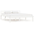 Bed Frame White Solid Pine Wood 140X200  A7o0