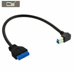 Left angled 90 Degree USB 3.0 B Type Male to 3.0 Motherboard 19pin Header Cable - Picture 1 of 7