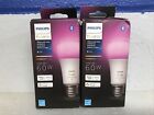 Philips Hue A19/E26 Smart LED Bulb 60W White / Color Ambiance Lot Of 2 New