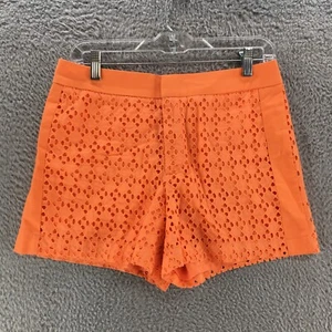 Calvin Klein Eyelet Chino Shorts Womens 4 Orange Mid Rise Casual Hook & Eye Zip - Picture 1 of 11