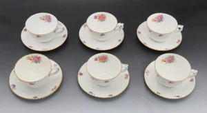 6 Tea Cups & 6 Saucers English Porcelain Copeland Spode Dresden Rose Savoy - Picture 1 of 7