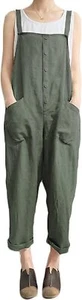Lncropo Women's Baggy Overalls Linen Jumpsuit Rompers Harem 3X-Large, Green  - Picture 1 of 4