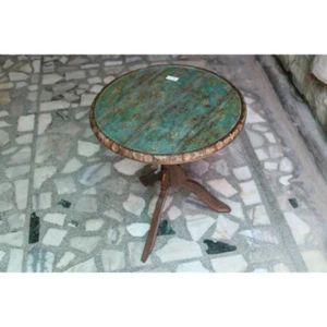 Indian Handmade Wooden Coffee Table Round Coffee Table Handcrafted Wooden Table - Picture 1 of 4