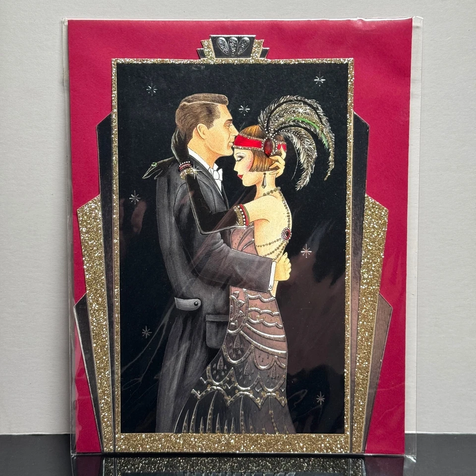 Papyrus VALENTINE'S DAY Card FOR SIGNIFICANT OTHER, Art Deco Couple Flapper Girl - Image 1 of 4